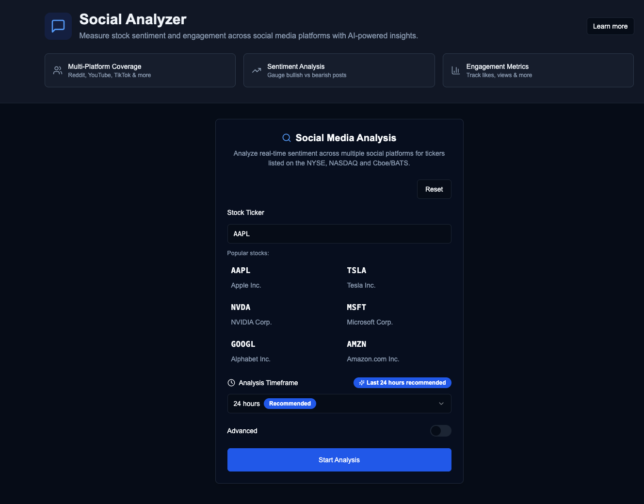 Social Analyzer Dashboard